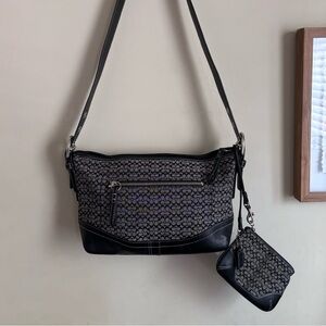 COACH Y2K jacquard Black and Charcoal Soho Signature Crossbody with wristlet